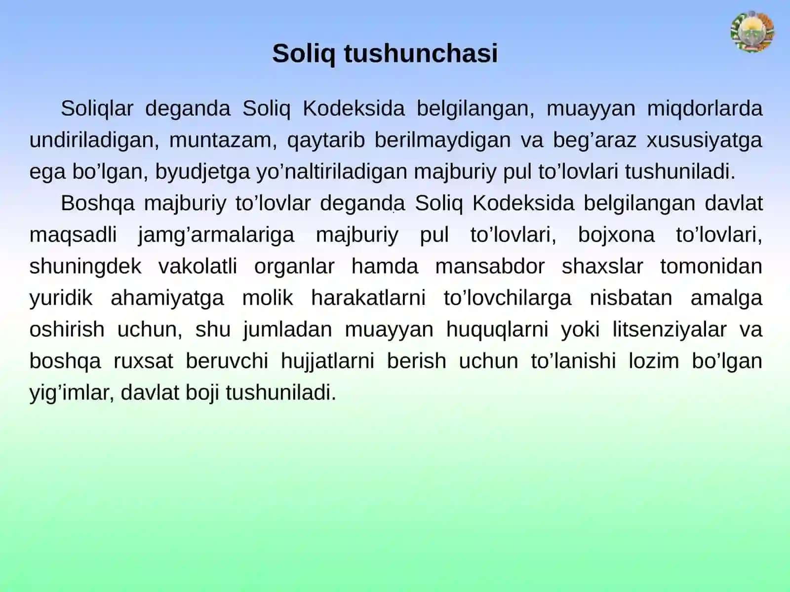 O’zbekiston Respublikasida amalda bo’lgan soliqlar va boshqa majburiy to’lovlar 4