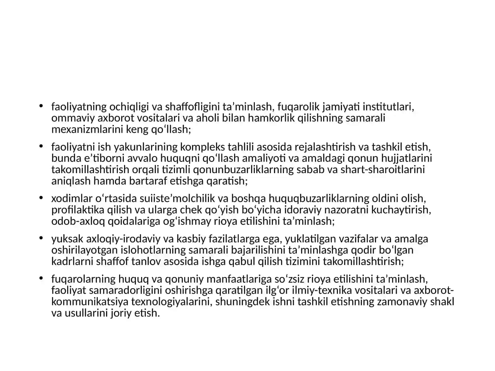 O'zbekiston Respublikasida sud huquq tizimini yanada isloh qilishning ustivor yo'nalishlari 4