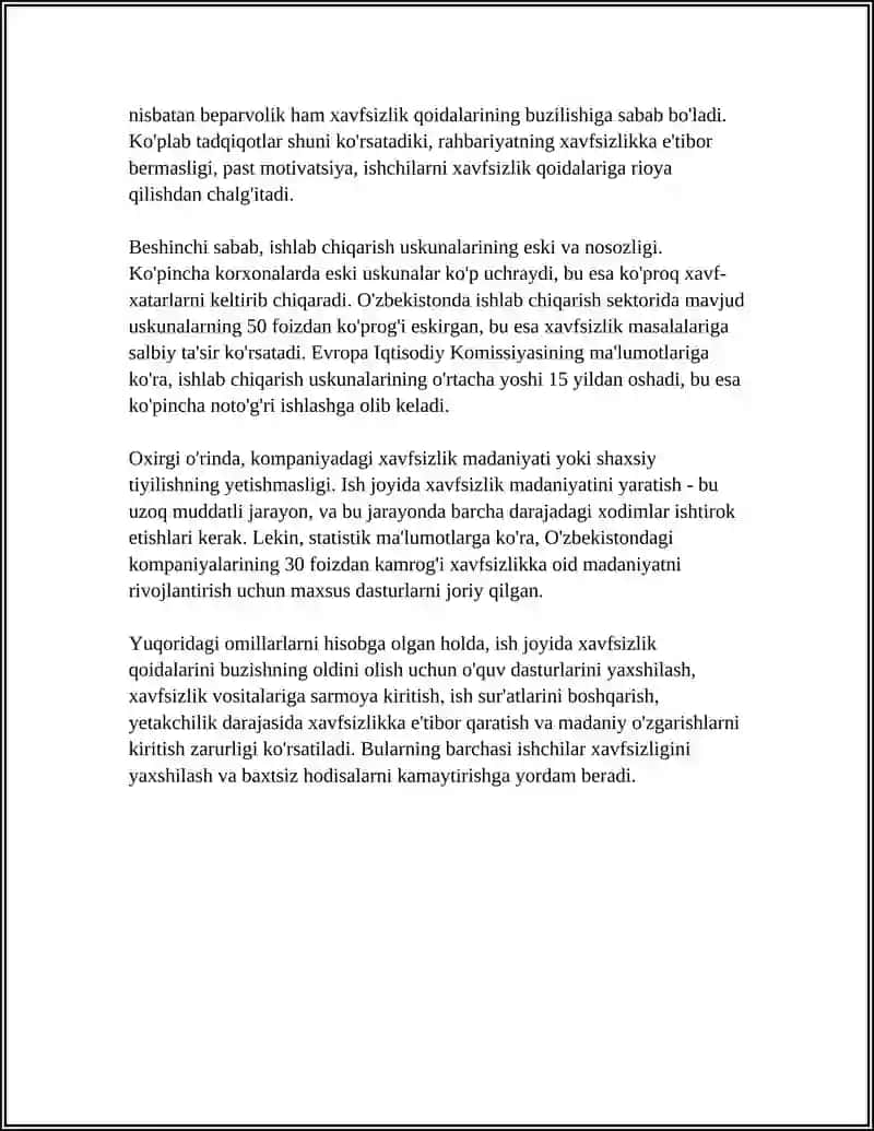MEHNAT XAVFSIZLIGI QOIDALARI BUZILGANDA JAVOBGARLIK TURLARI 4