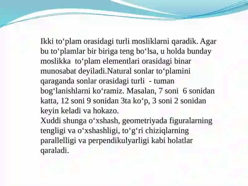 Toʻplamdagi munosabat 4