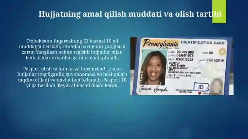 Identifikatsiya hujjatlari turlari va asosiy ma'lumotlar 4