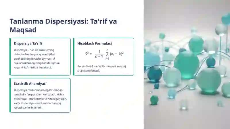 Tanlanma O'rtacha va Tanlanma Dispersiyalarni Hisoblashning Qo'shish Metodi 4