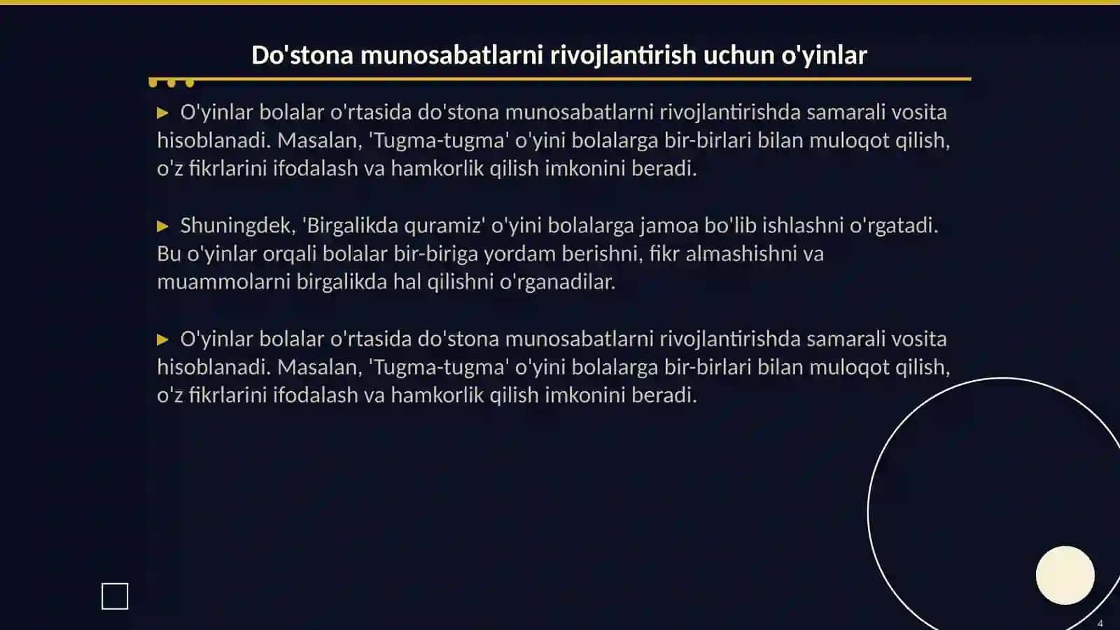 Maktqbgacha yoshdagi bolalarda do'stona munosabatlarni rivojlantirish 4