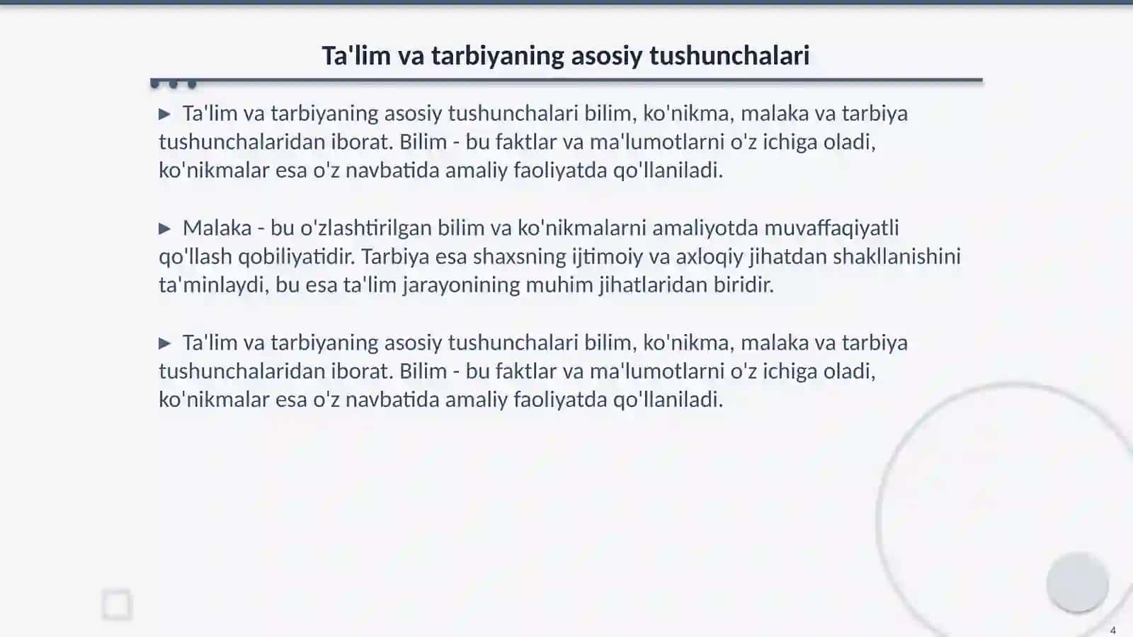 Ta'lim va tarbiya òrtasidagi uzviy boģliqlik 4