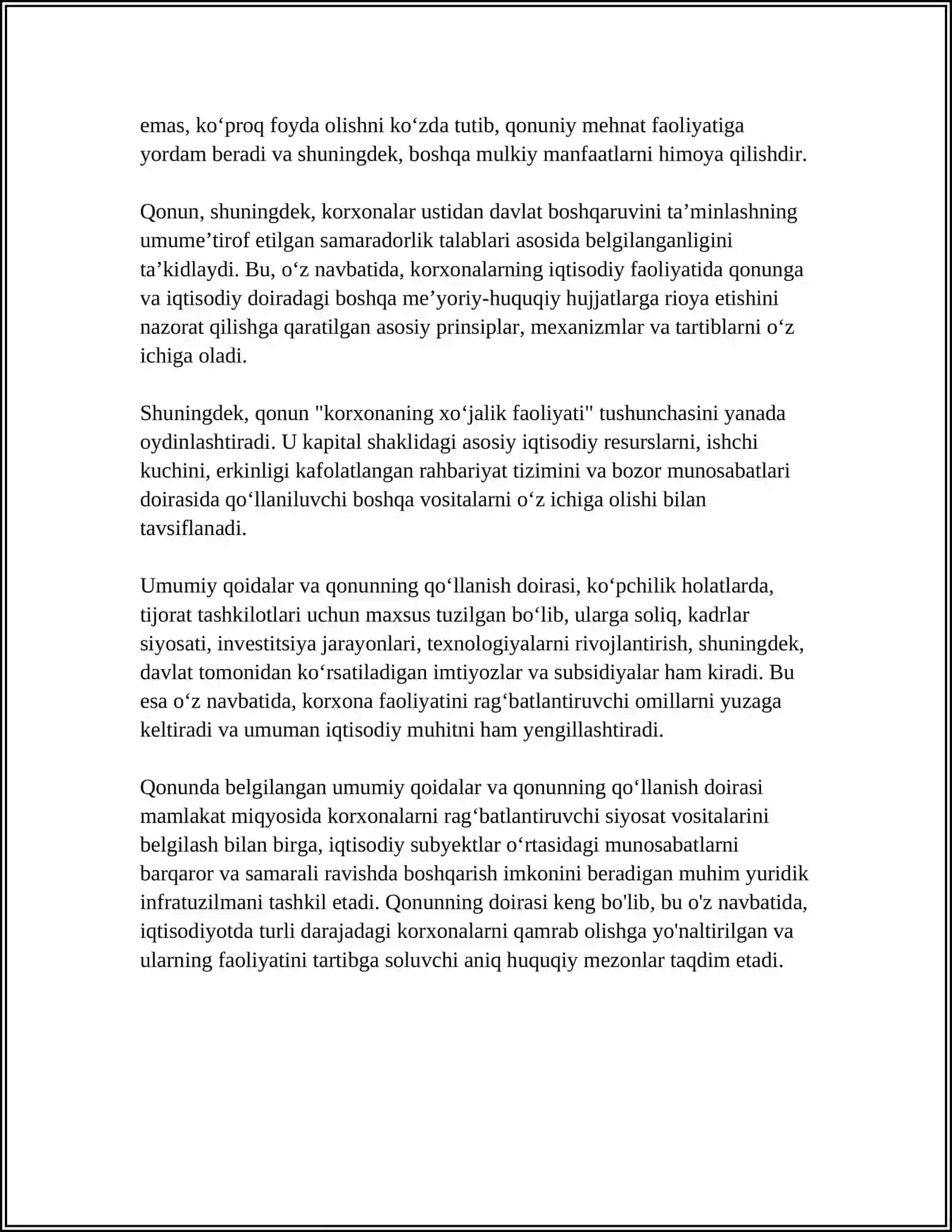 O'ZBEKISTON RESPUBLIKASINING KORXONA TOG'RISIDAGI QONUNI 4