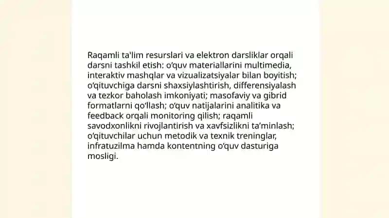 Boshlang'ich ta'lim jarayonni tashkil etishga innovatsion yondashuvlar mazmuni 4