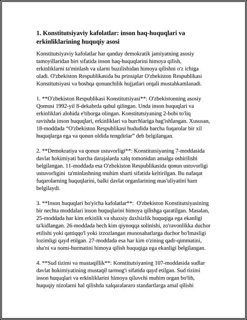 YANGI OʻZBEKISTONDA INSON HAQ-HUQUQLARI VA ERKINLIKLARI KAFOLATINING YARATILISHI 4