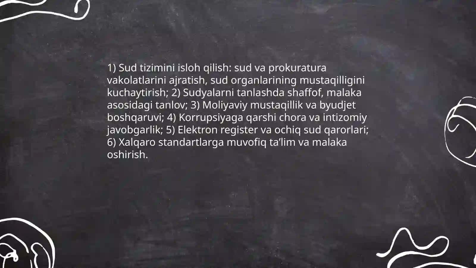 Oʻzbekistonda huquqiy siyosiy islohotlarning amalga oshirilishi,demokratik jamiyatni shakllantirish yoʻlidagi islohotlar Maʼmurova Rayxona 4