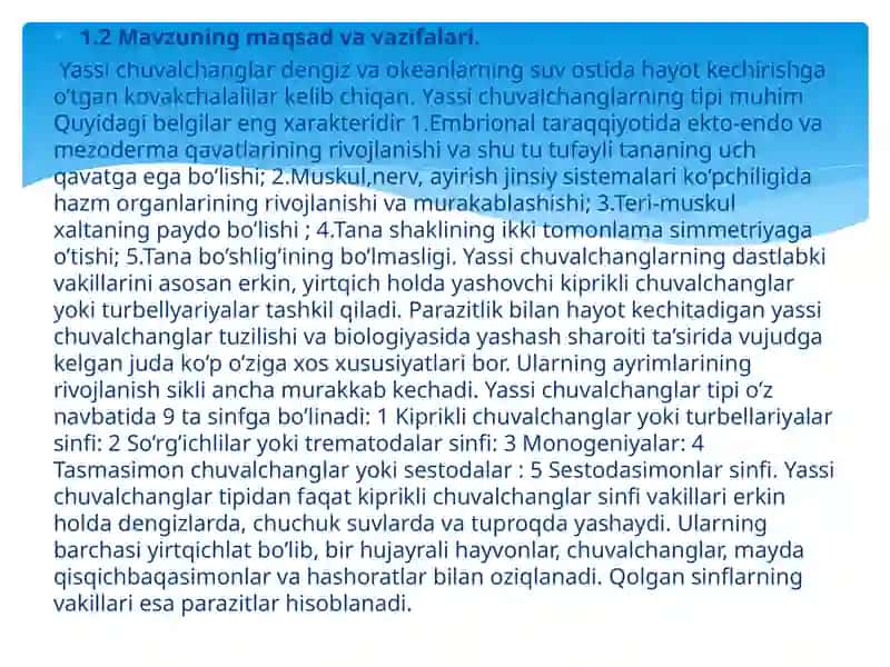 Yassi chuvalchanglarning rivojlanish sikli- parazitlik hayot mahsuli 4