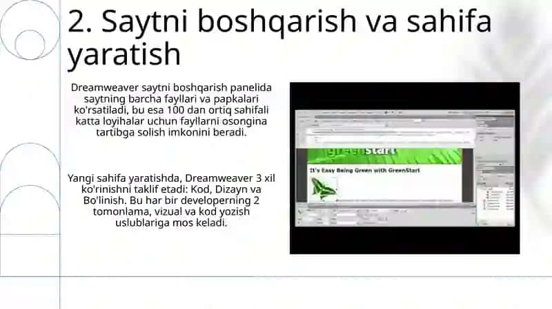 Adobe Dreamweaverdan dasturidan foydalanish 4