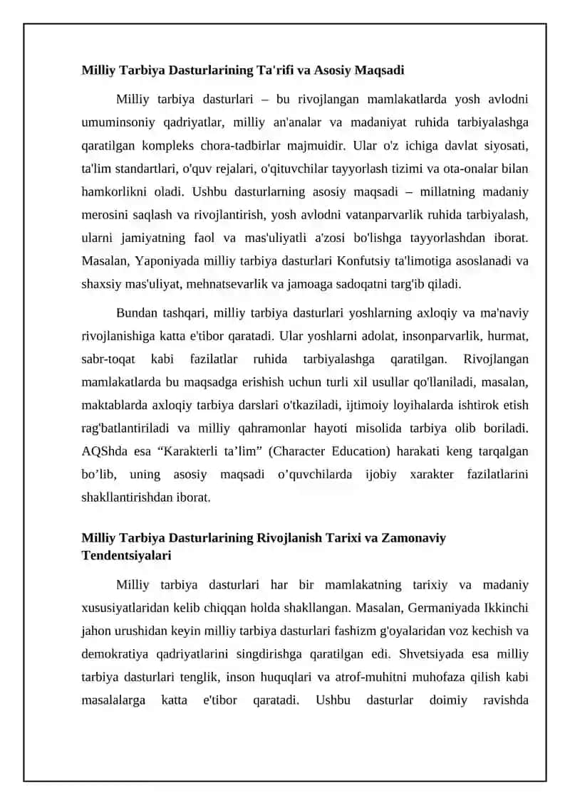 Rivojlangan mamlakatlarda milliy tarbiya dasturlari" 4