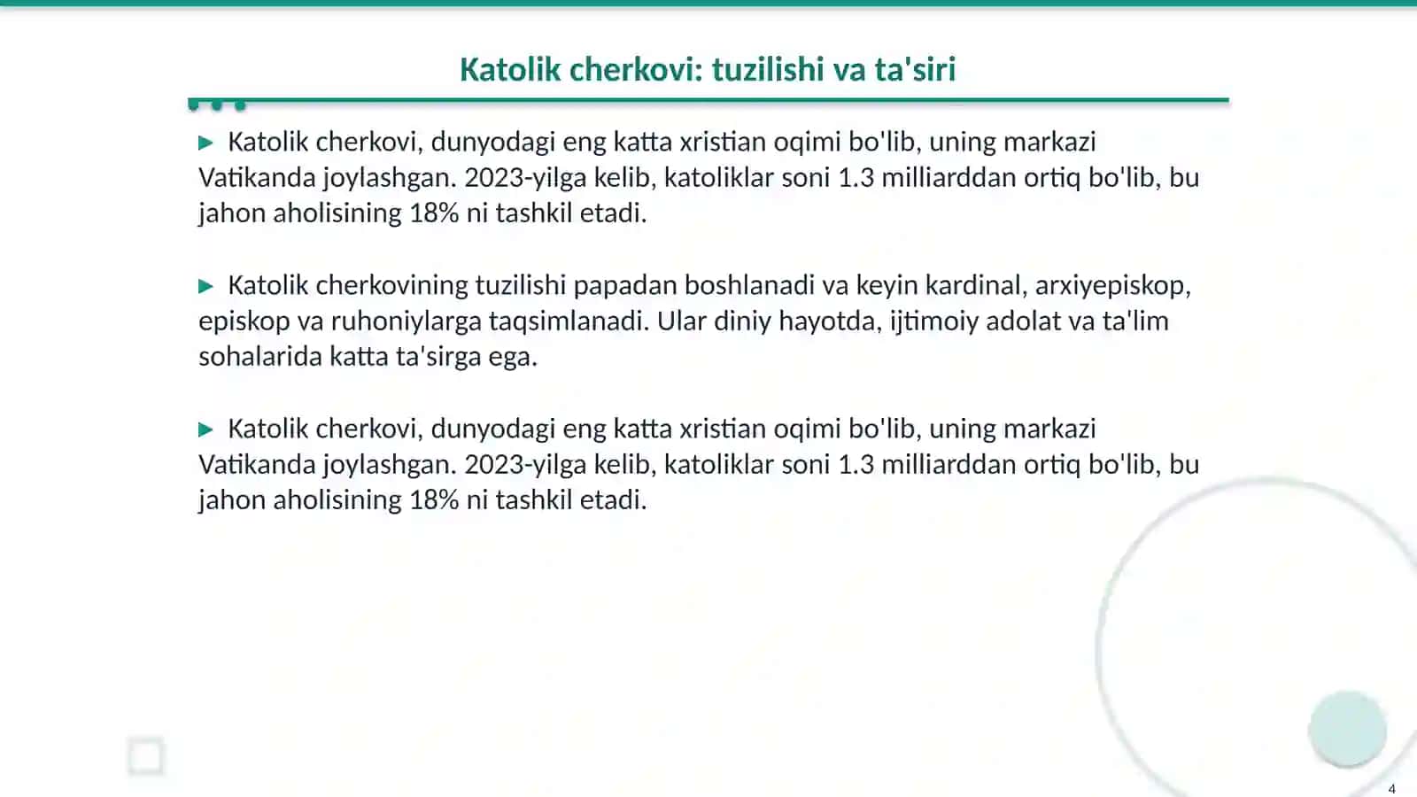 Xristianlikning oqimlari 4