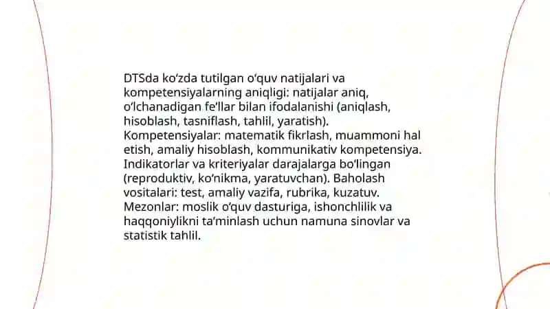 Boshlangʻich sinflarda matematikadan DTS tahlili 4