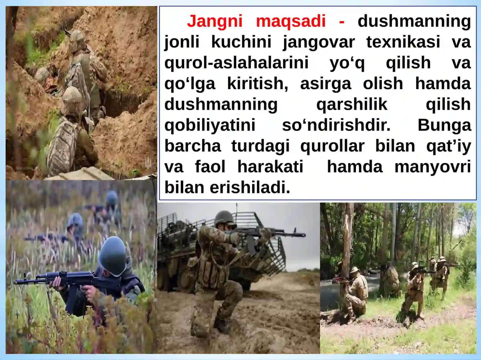 Harbiy xizmatchining umumqo‘shin jangidagi yakka tartibda harakatlari 4
