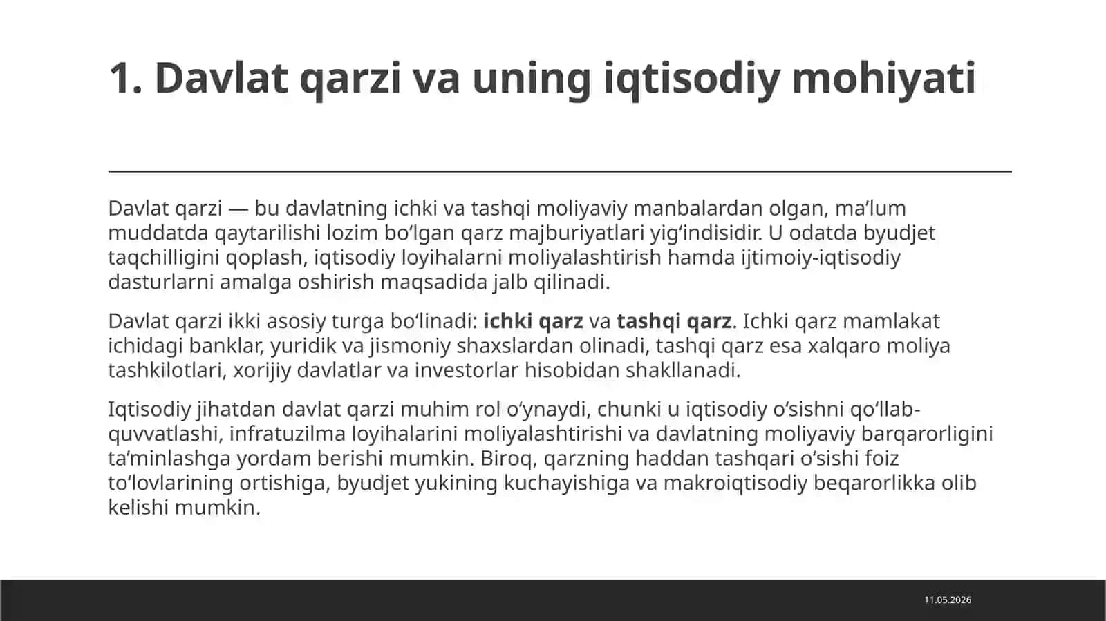 Davlat qarzining barqarorligi shartlari va intertemporal byudjet cheklovi 4