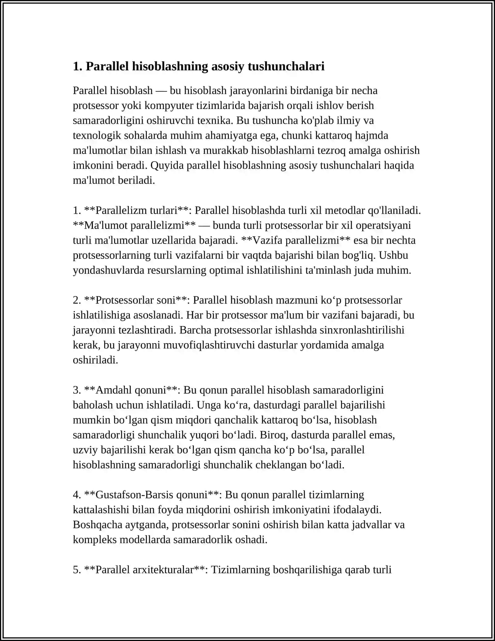 Tarmoq asosida parallel hisoblash: tarmoq orqali parallel hisoblash va uning muammolari 4