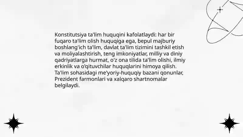 Talim tiziminining huquqiy meyoriy asoslari 4