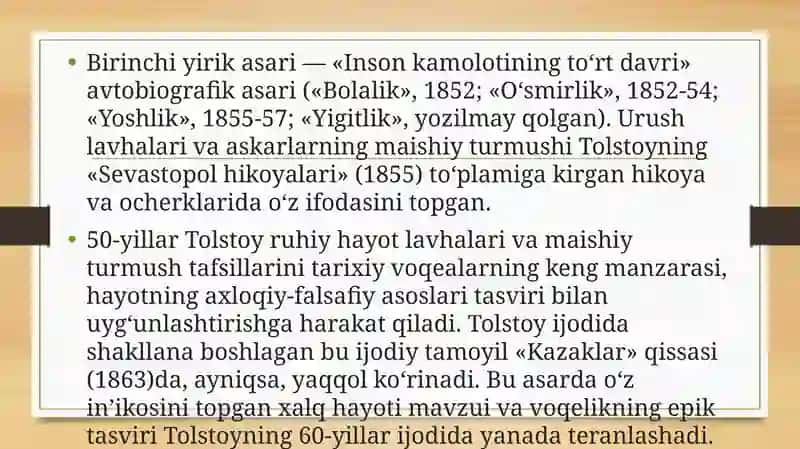 Lev Tolstoyning "Iqrornoma" asaridagi di ye'tiqodlarni tahliletish 4