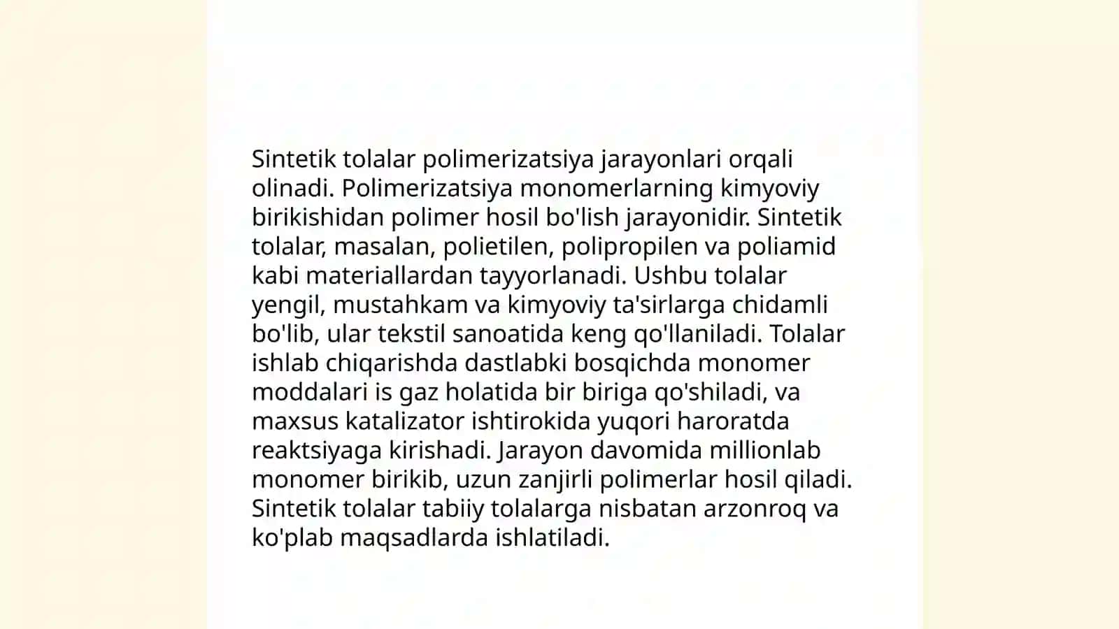 To'qimachilik va yengil sanoatda qo'llaniladigan eng muhim polimerlar 4