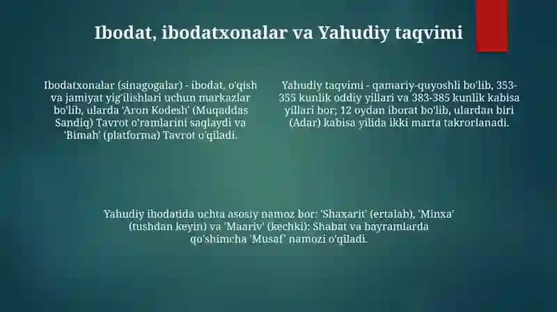 Yahudiylik ta'limoti an'ana va marosimlari 4