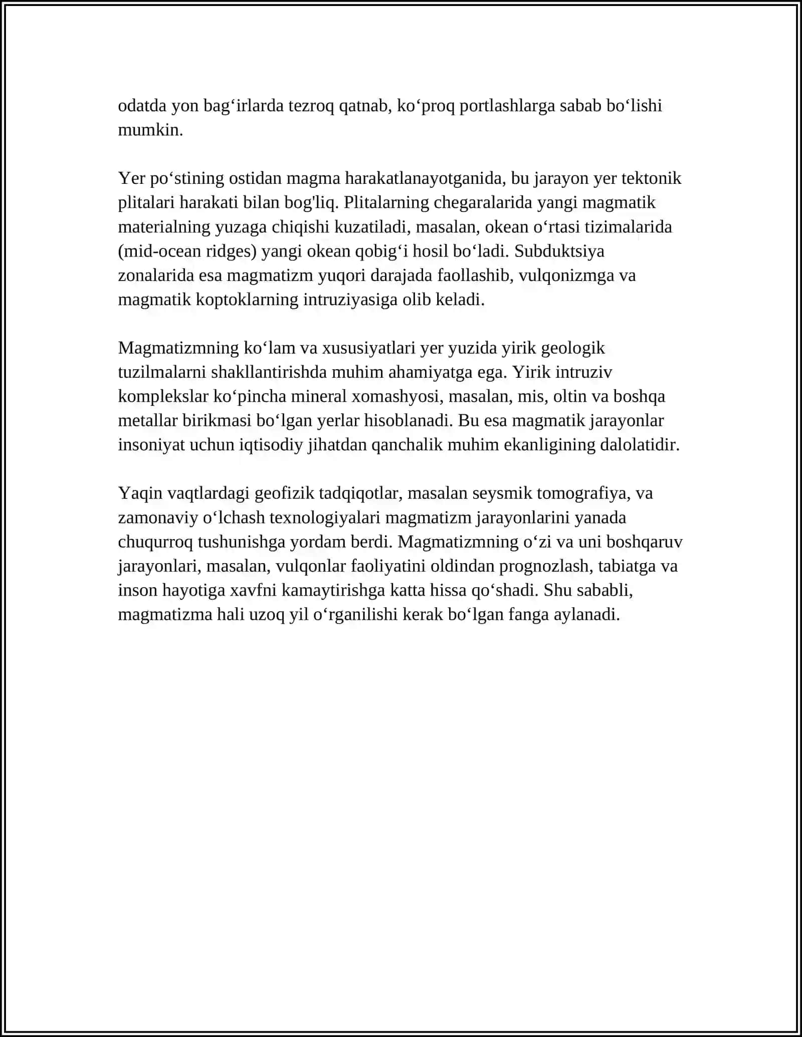 EFFUZIV MAGMATIZM VA VULKANIZM JARAYONLARINI O‘RGANISH 4