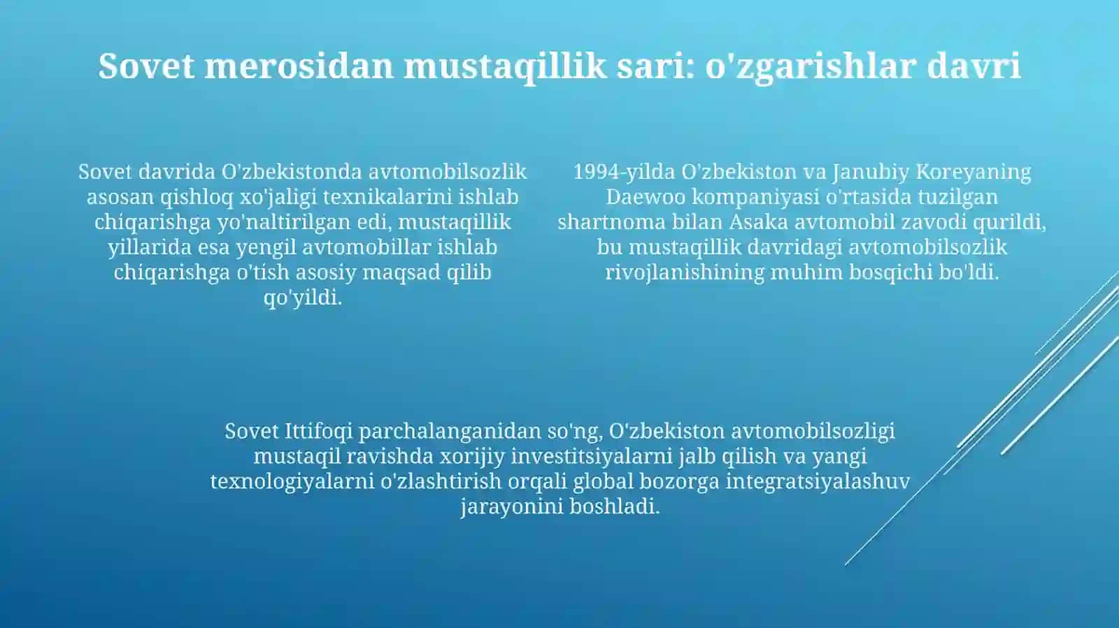Oʻzbekiston avtomobil sanoati: Kecha va Bugun 4