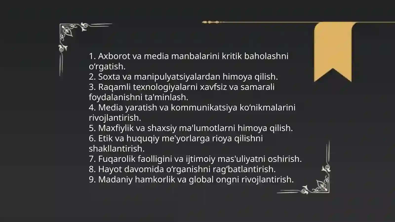 Media savodxonlik va axborot madaniyatining maqsad va vazifalari 4