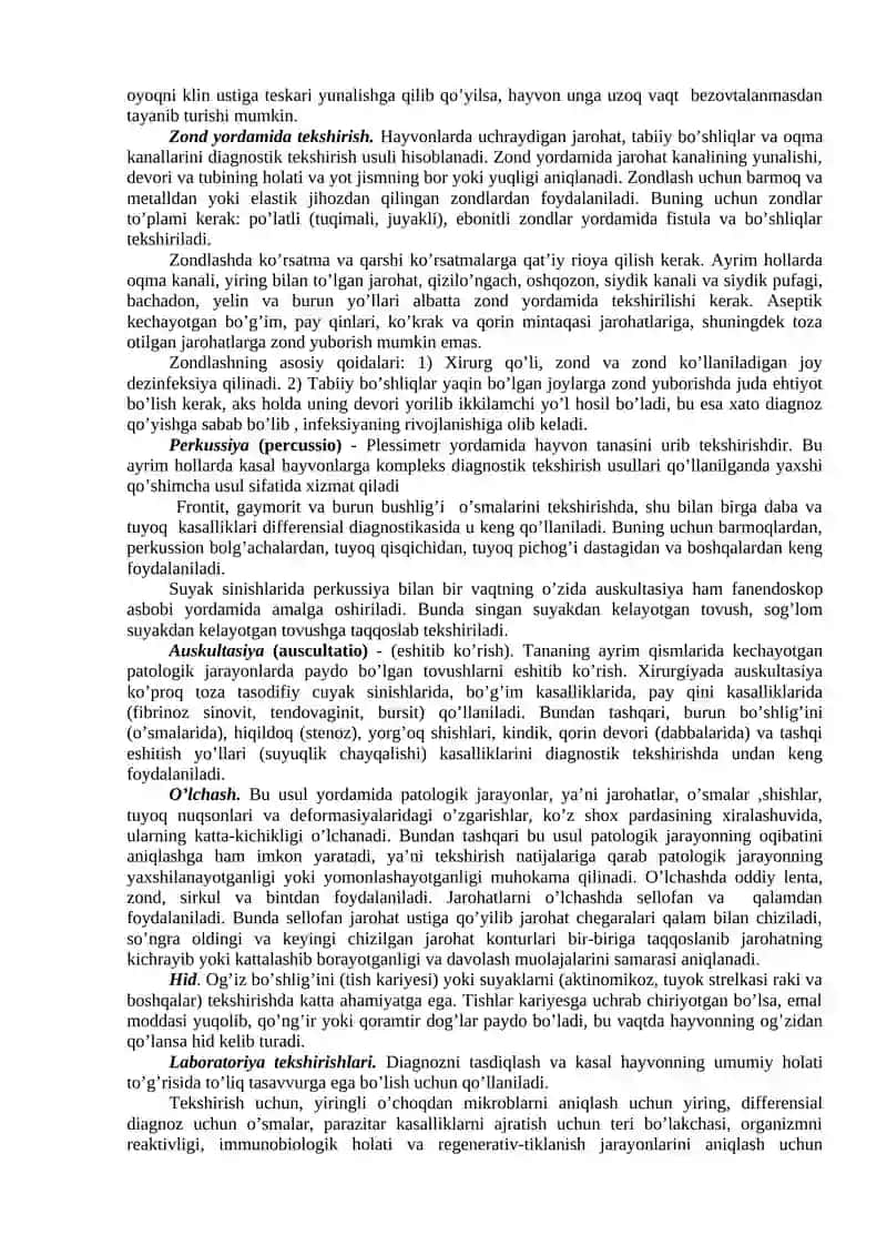 Xirurgik kasal hayvonlarni klinik tekshirish usullari 4