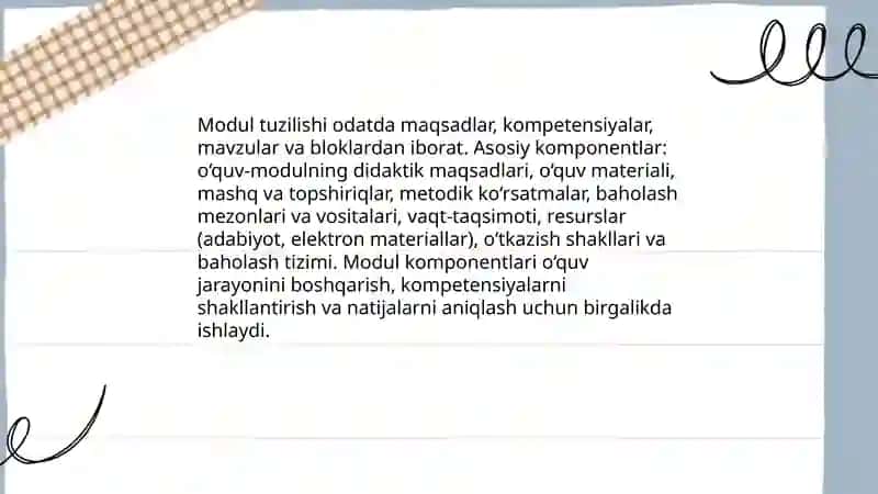 Modulli talimni tashkil etish 4