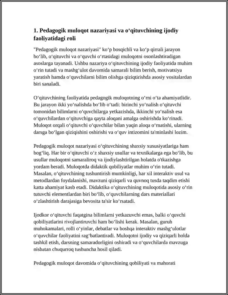 PEDAGOGIK MULOQOT-OʻQITUVCHINING IJODIY FAOLIYATI SIFATIDA 4