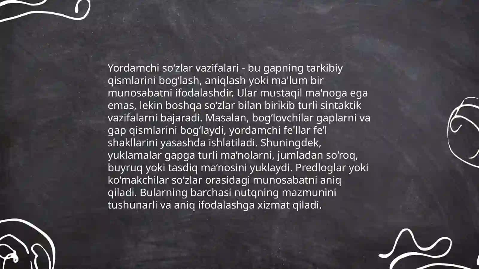 Yordamchi sõzlarning grammatik ma’nosi Va uning gapdagi õrni 4