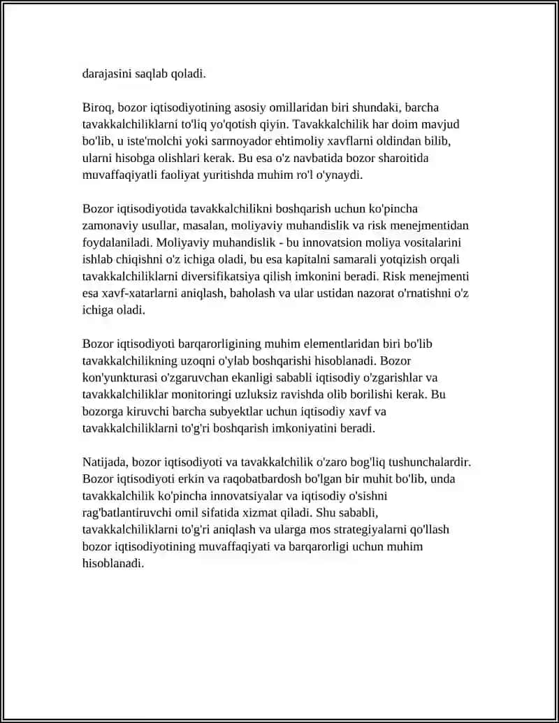 Bozor iqtisodiyoti va tavakkalchilik 4
