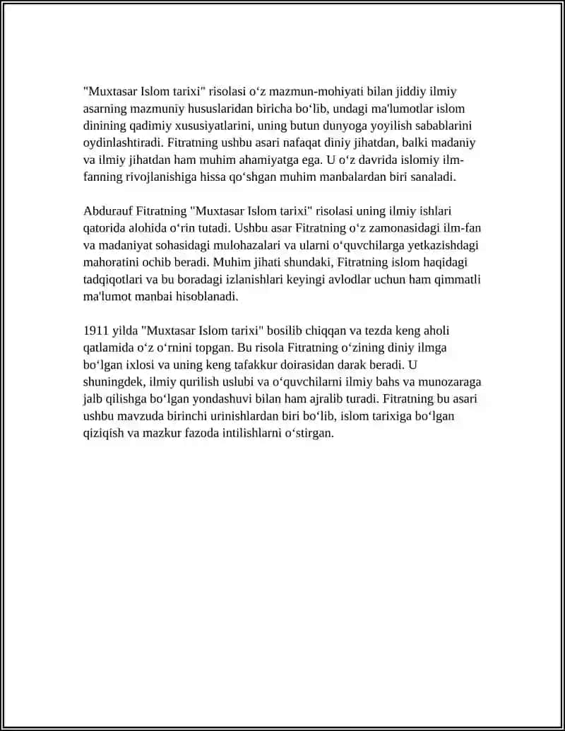 Abdurauf Fitratning “Muxtasar Islom Tarixi” Risolasi 4