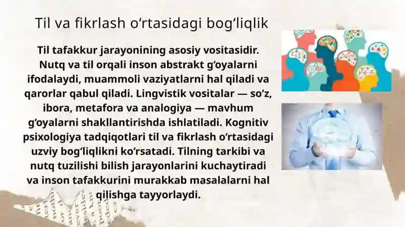 Kognitiv psixologiya va til: Lingvistik g'oyalarni mavhumlashtirish 4