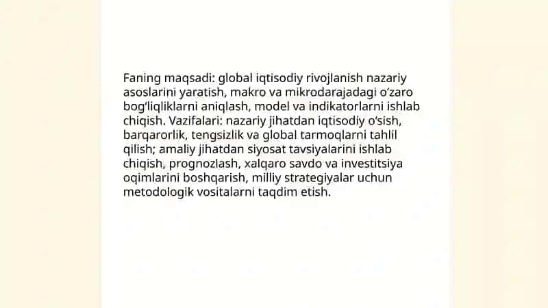Global iqtisodiy rivojlanish fanining predmeti va vazifalari 4