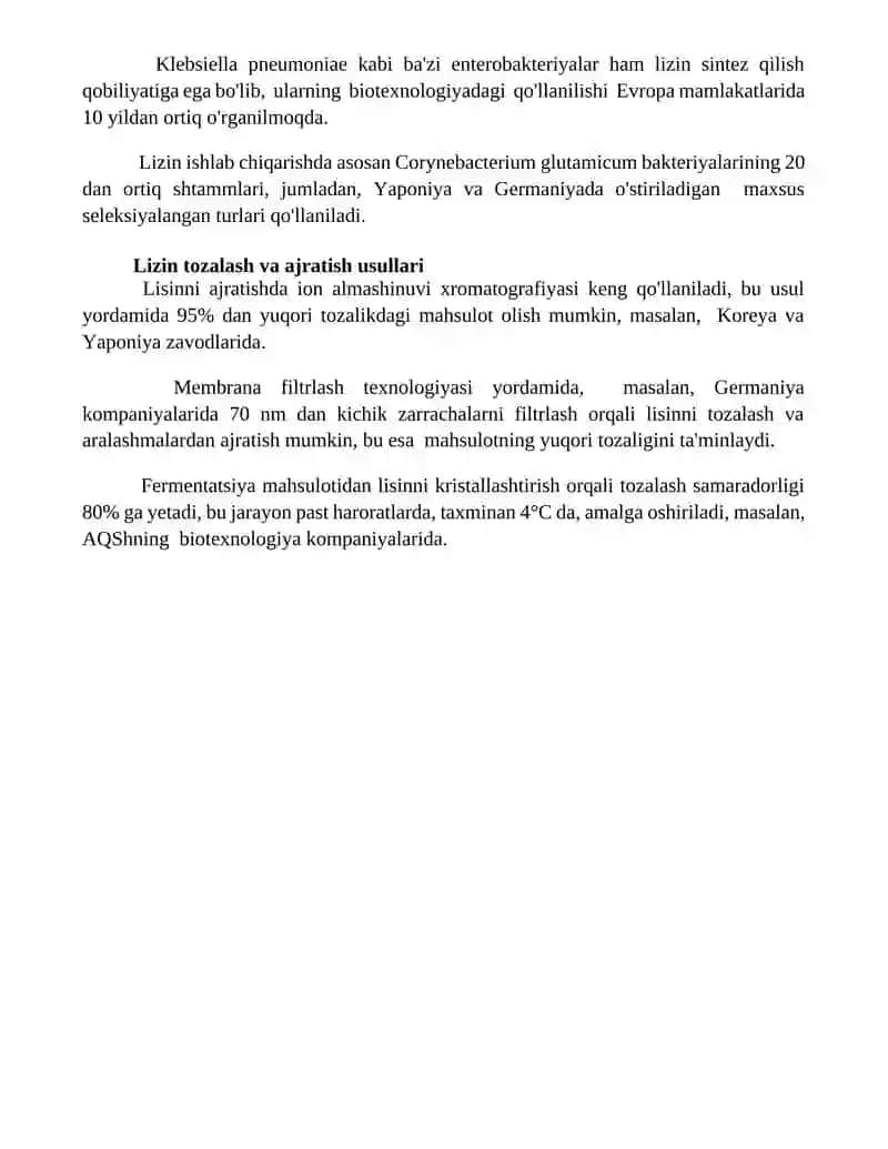 Lizin sentiz qiluvchi mikroorganizmlarni oʻrganish 4