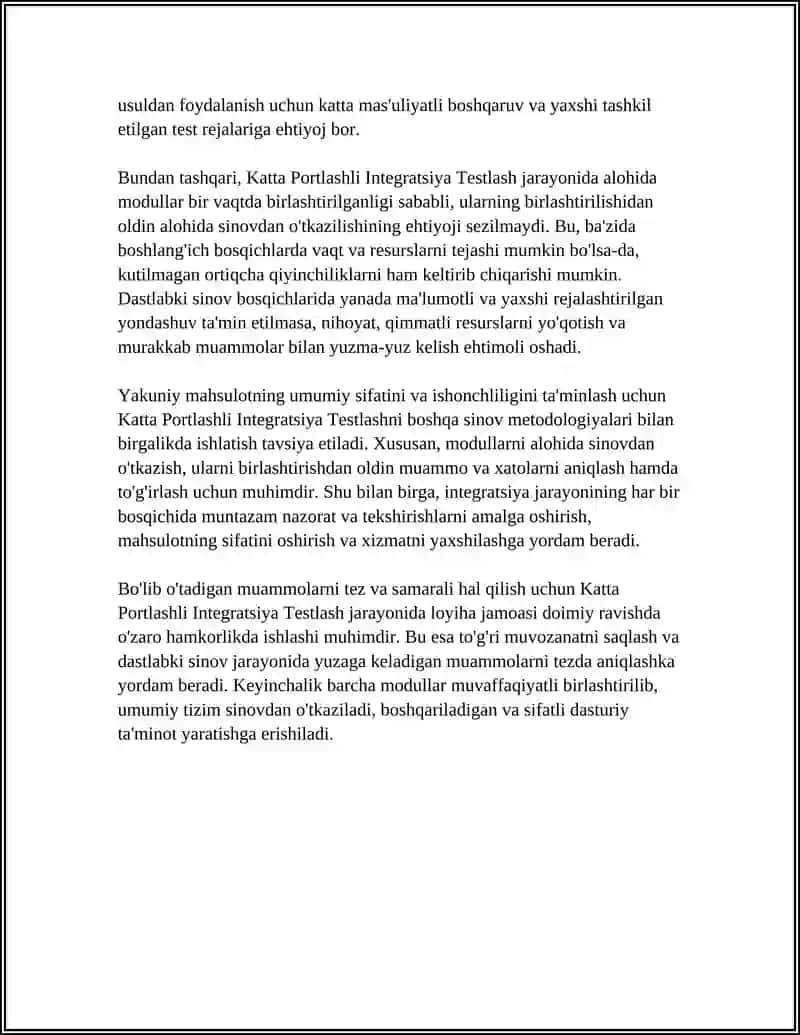 KATTA PORTLASHLI INTEGRATSIYA TESTLASH (BIG BANG INTEGRATION TESTING) 4