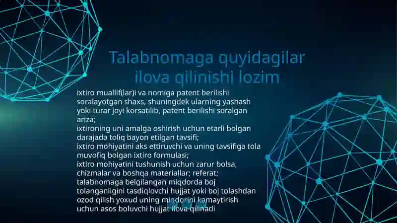 Ixtiroga patenti berish uchun talabnoma 4