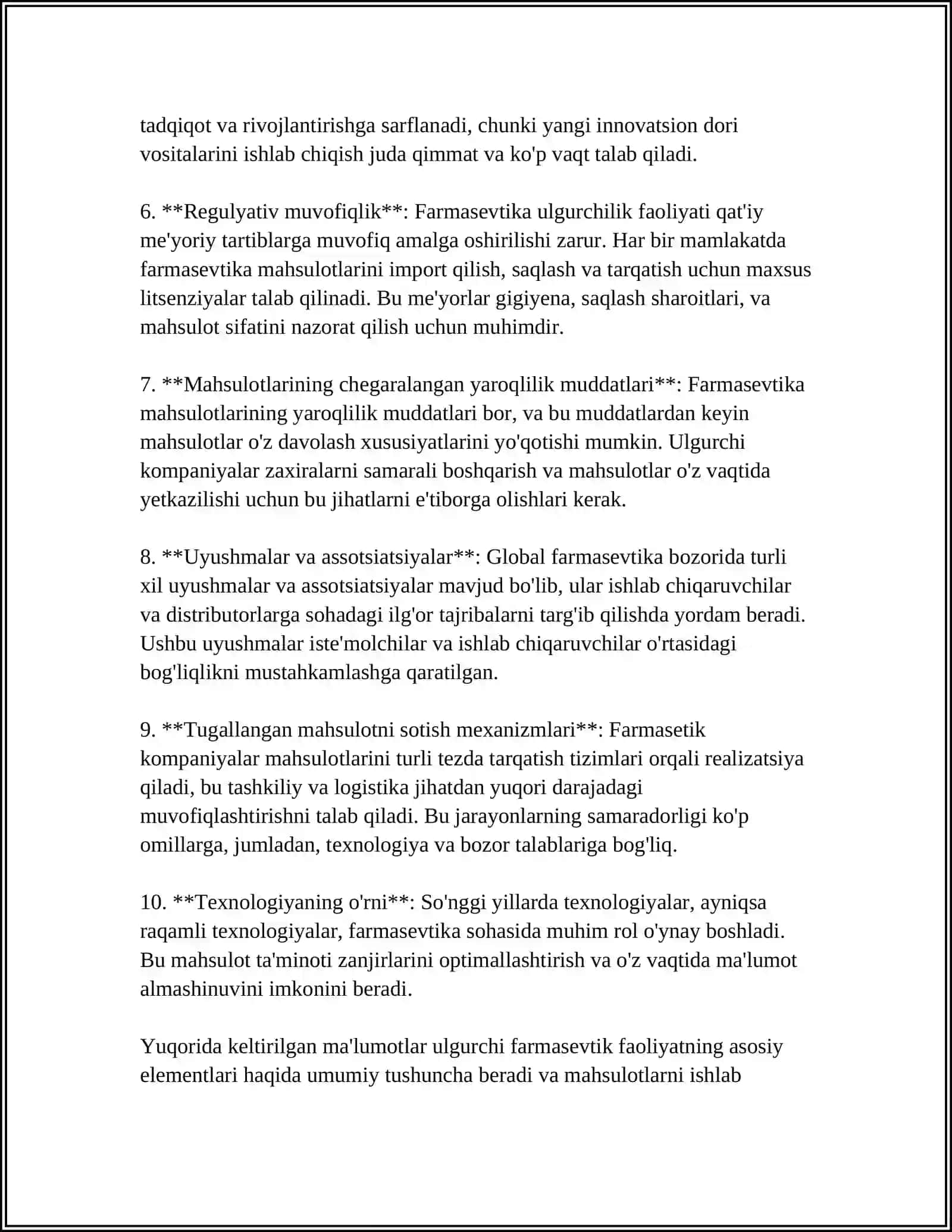 ULGURJI FARMASEVTIK FAOLIYATI HAQIDA TUSHUNCHA 4