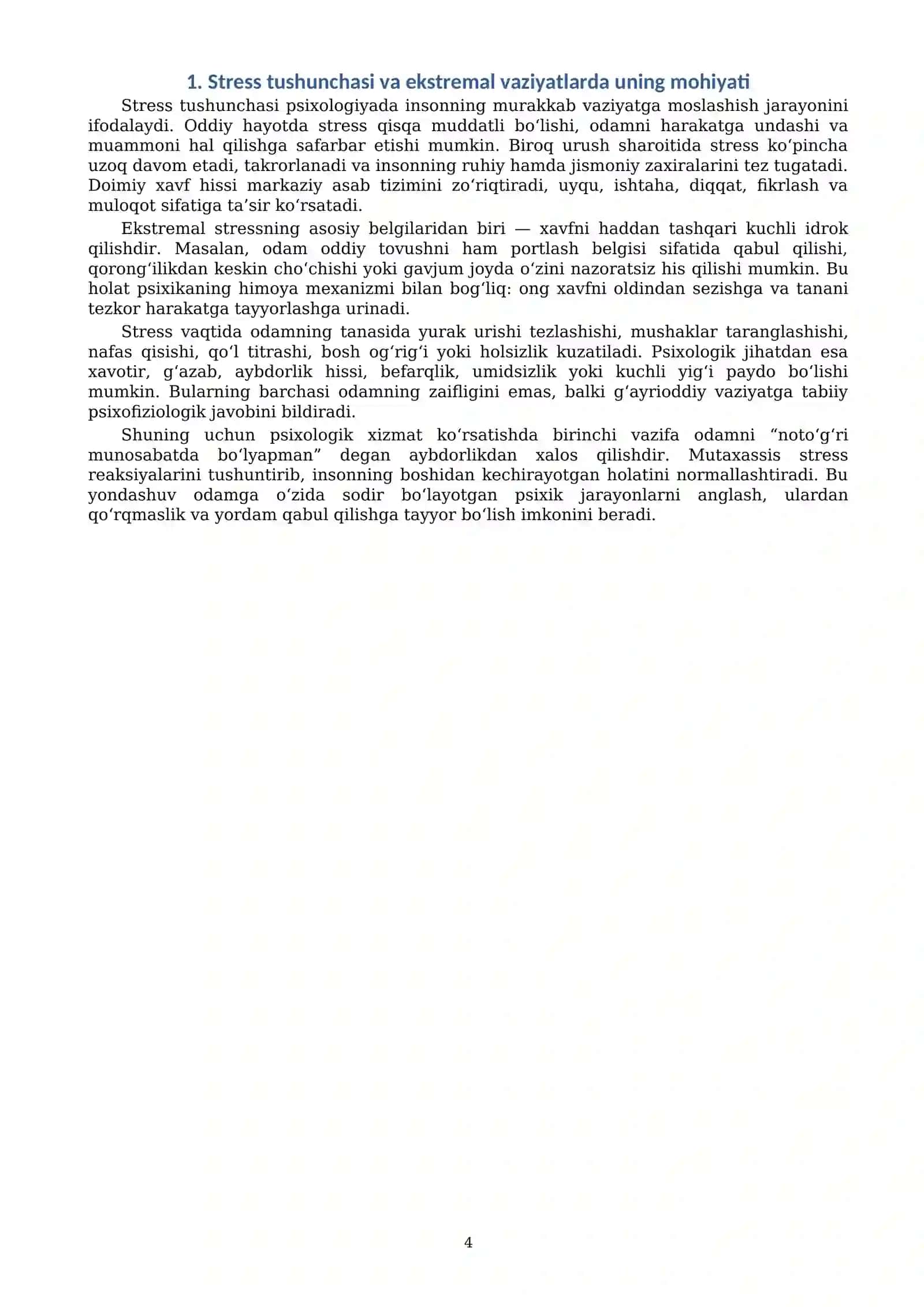 Ekstremal vaziyatda (urush sharoitida) odamlarda stressni yengish va psixologik xizmat ko‘rsatish 4