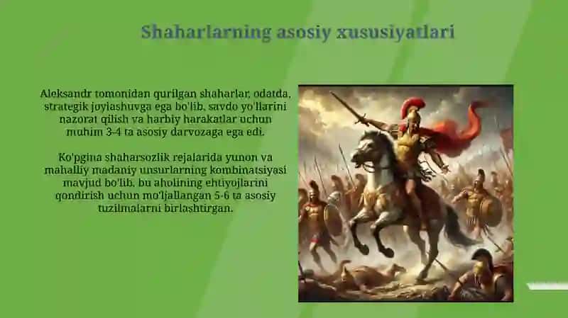 Markaziy Osiyoda Makedoniyalik Aleksandr qurdirgan shaharlar va ularning tuzilishi 4
