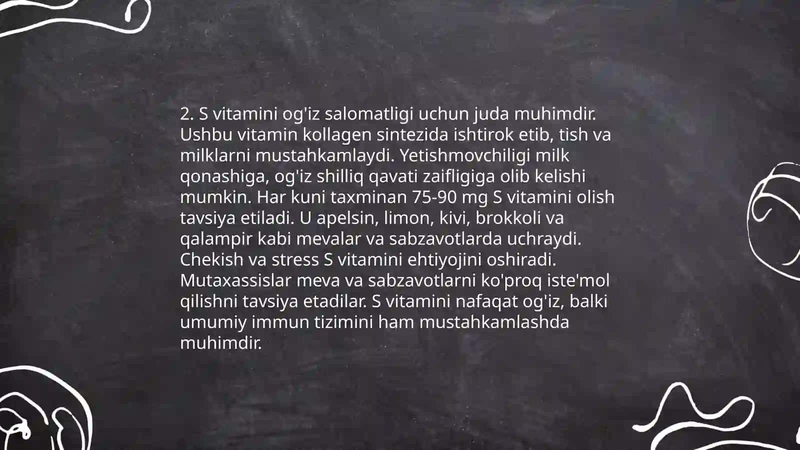 Vitaminlar.Kislota.Ishqorlar. Stomatalogiyada qoʻllanilishi 4