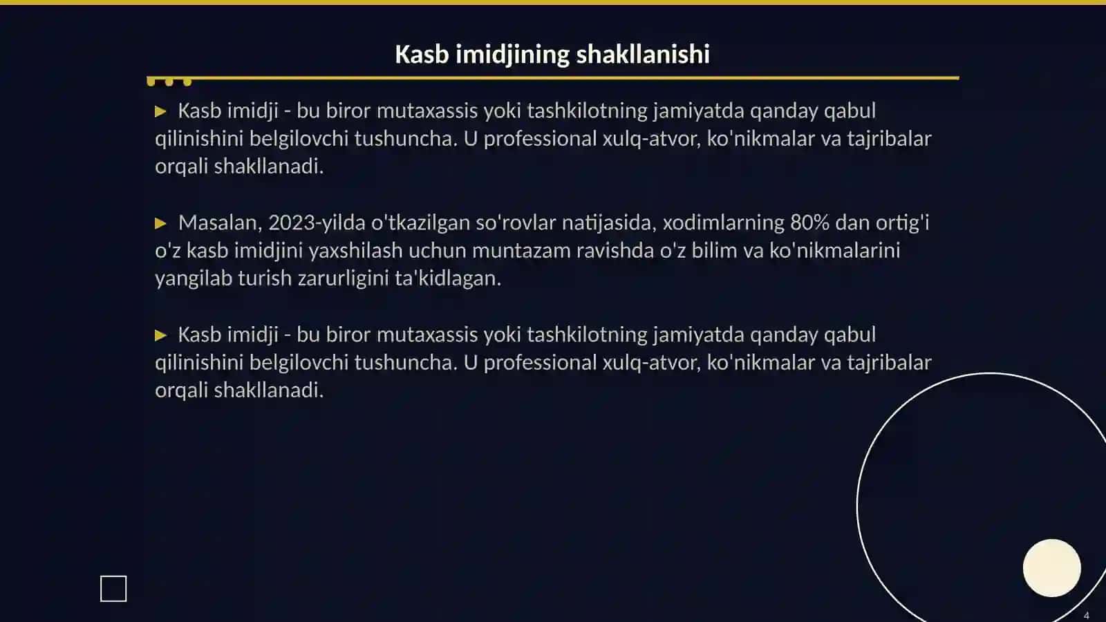 Kasb etikasi va imidjini shakllantirish 4