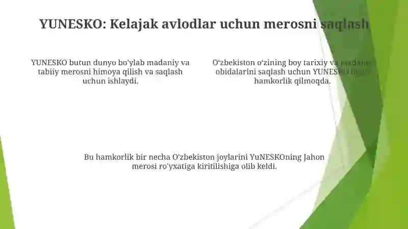 O'zbekiston va Yunesko munosabatlari 4