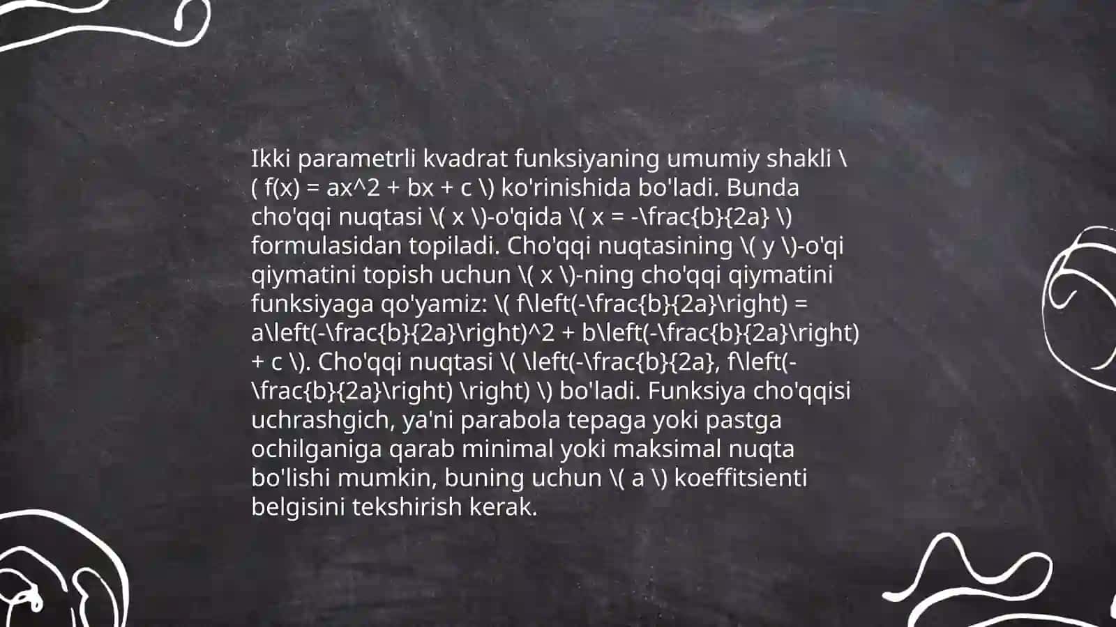 Parametrli kvadrat funksiyalar 4