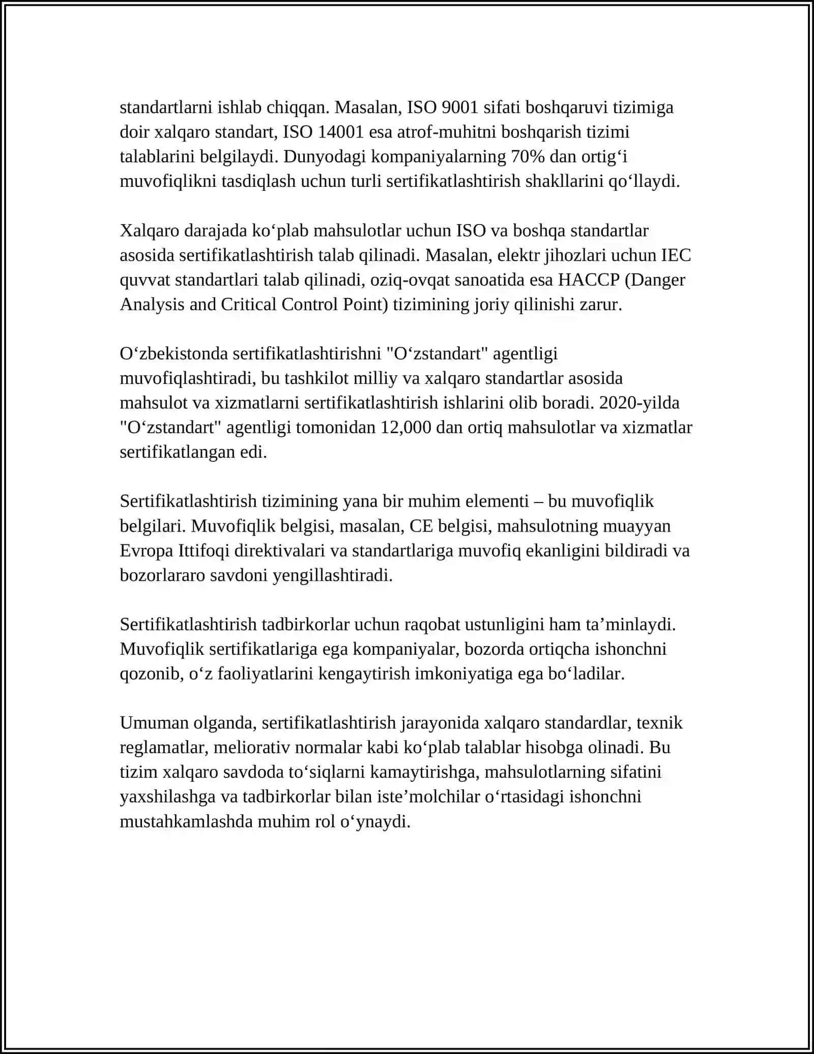 METROLOGIYA VA STANDARTLASHTIRISH FANI MAVZUSI SERTIFIKATLASHTIRISH SXEMALARI QOʻLLANILISHI MAVZUSI 4