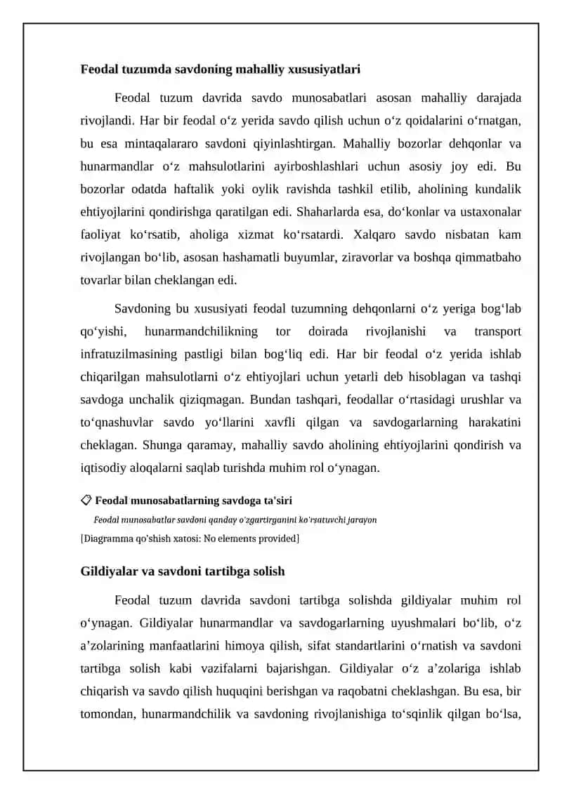 Feodal munosabatlar savdoga qanday tasir korsatdi 4
