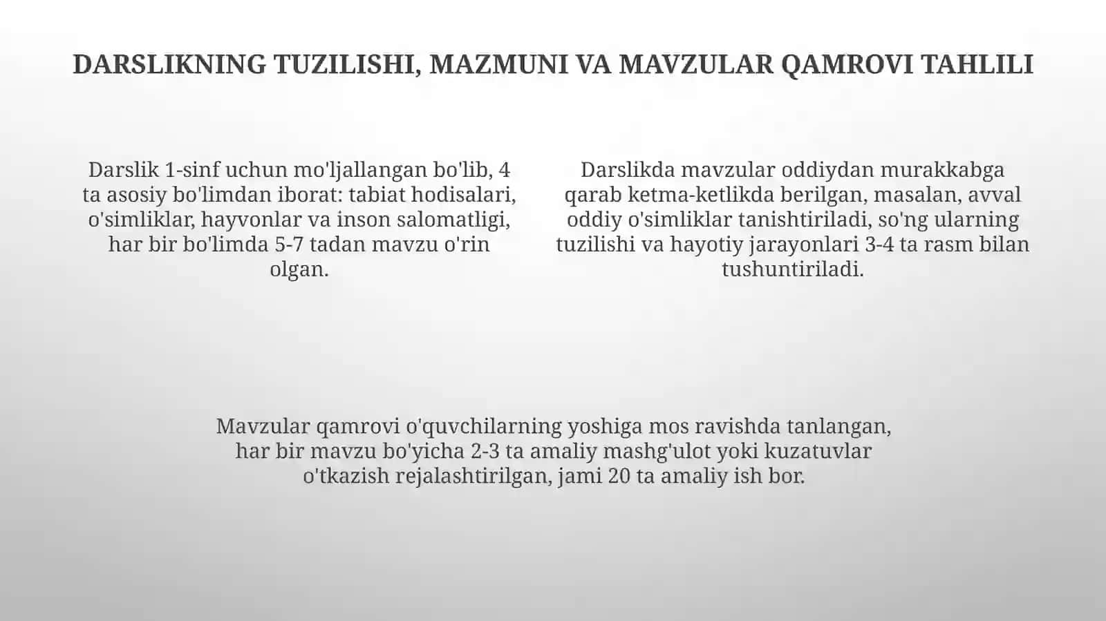 1-sinf "Tabiiyfanlar" dasturivadarsliknioʻrganish,darsnikuzatishvatahlilqilish 4