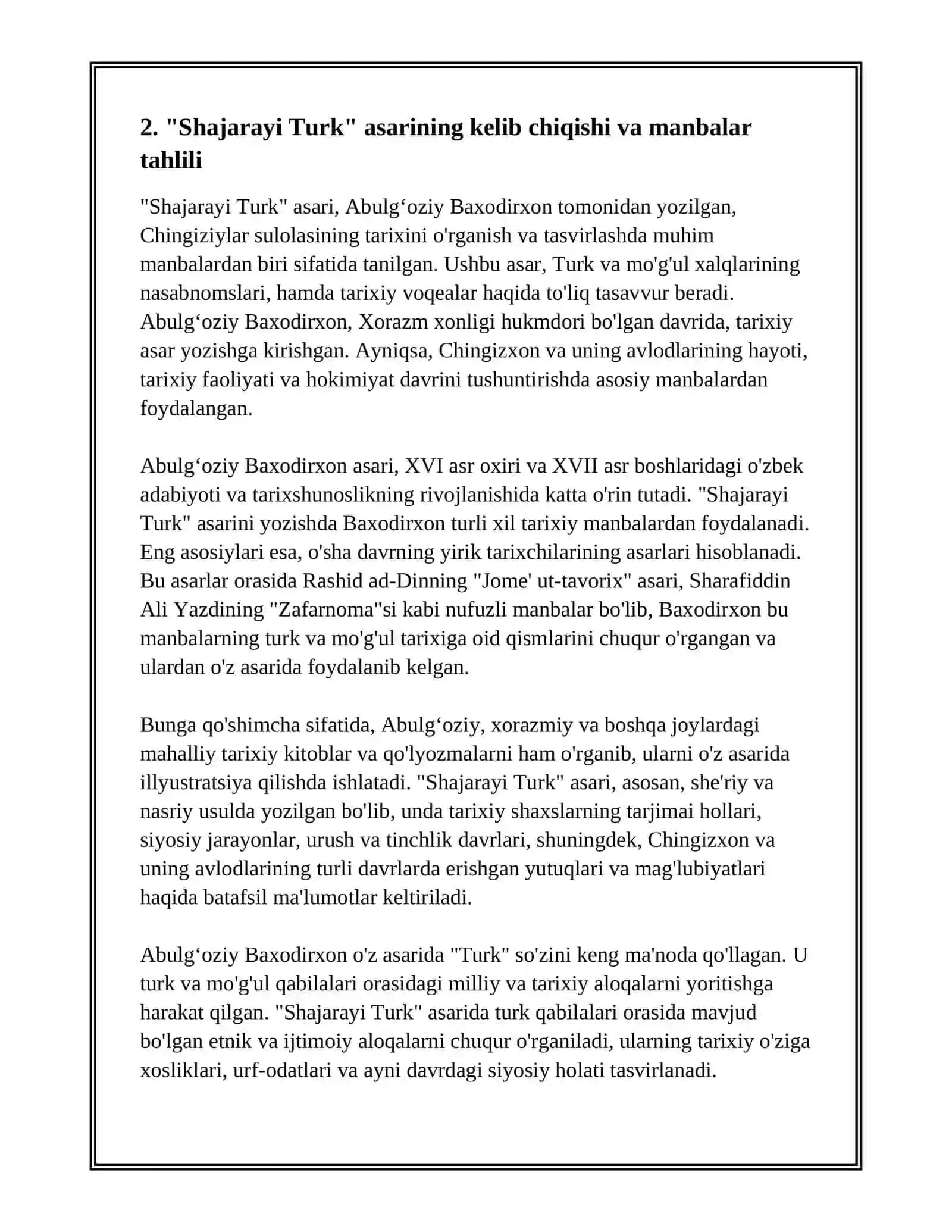 Abulgʻoziy Baxodirxon Tarixnavis Olim "Shajarayi Turk" asarida 4