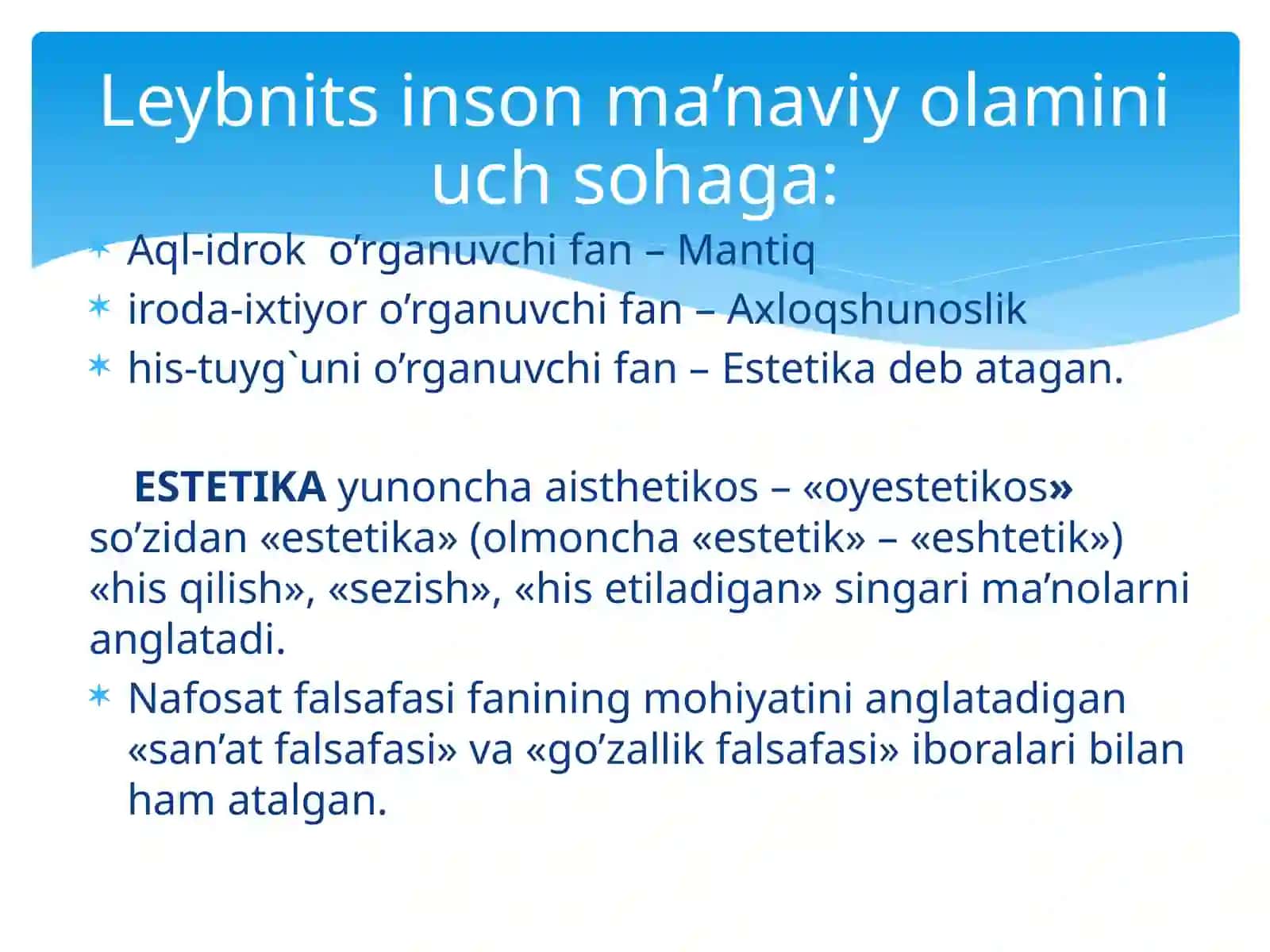 Nafosat falsafasi (Estetika) 4
